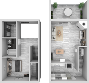 A2 - One Bedroom / One Bath - 807 Sq. Ft.*